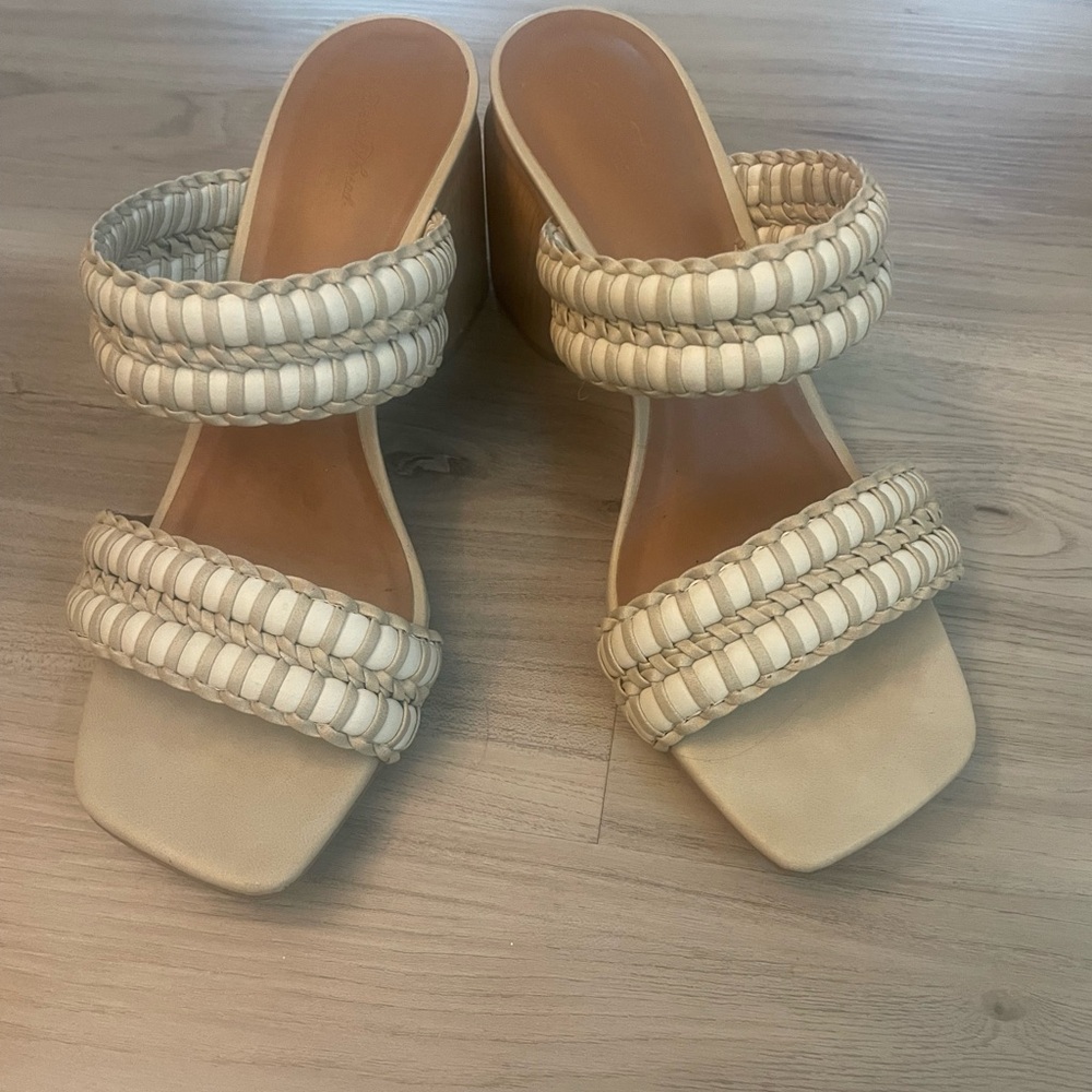 Cream Pearl Embellished Mules with Square Toe